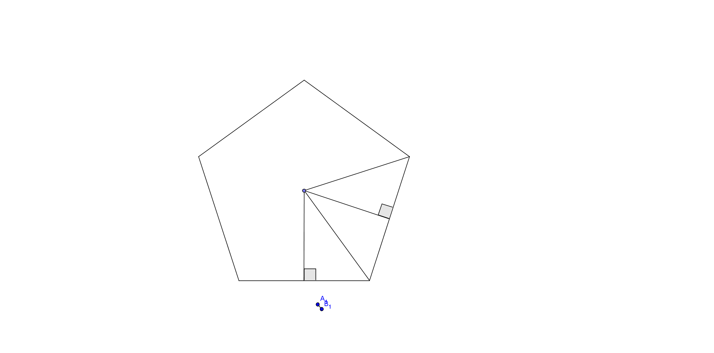 Oppgave 14 (1,5 poeng) Nedenfor ser du en skisse av en femkant (pentagon) med like lange sider.