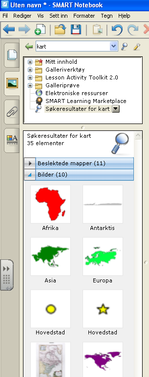 SMART Notebook programvare Klikk her for å importere innholdet til mitt galleri og for å oppdatere galleriet.