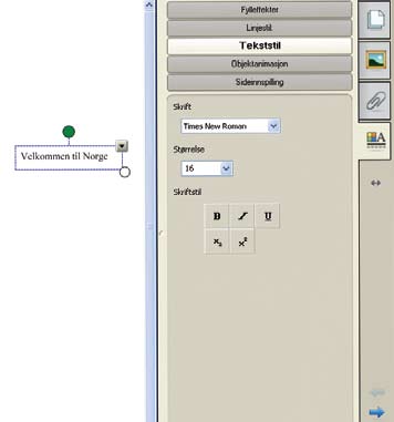 SMART Notebook programvare Endre tekststil Når du klikker på et tekstobjekt og deretter klikker på egenskapsfanen, får du tilgang til ulike valg