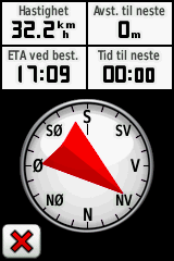 Grunnleggende navigering Slik kalibrerer du det elektroniske kompasset: 1. Trykk på Oppsett > Retning > Trykk for å starte kompasskalibrering.