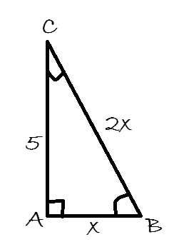 Lærer tegner en rettvikla trekant på tavlen (fig 2). Lærer: Hvordan kan vi finne de to ukjente sidene? Tor Erik: Kan du ikke bare måle da?