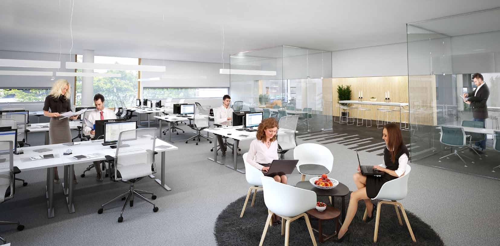S 7 Illustrasjon: Kontor Fleksible planløsninger gir mange muligheter Kontorlokalene vil kunne romme 1500-2000 arbeidsplasser.