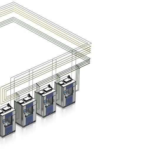 Getinge Clean Management System 5 Oversikt over GETINGE CLEAN MANAGEMENT SYSTEM Fleksibelt system for forsyning til opptil 15 enheter,