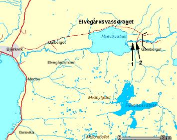 3.5. Elvegårdsvassdraget, Narvik Elvegårdselva har et nedslagsfelt på ca 121 km 2, og munner ut øst for Bjerkvik. Vassdraget ble første gang kartlagt i 1998 (Øksenberg 1999).