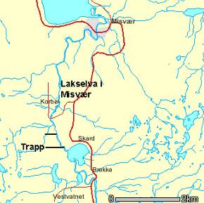 3.11. Lakselva i Misvær (Bodø) Lakselva i Misvær ble kartlagt sesongen 28 (Halvorsen m.fl.