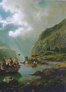 «Brudeferden i Hardanger» er ein del av den norske folkesjela. Tidemand måla folket, og Gude måla naturen. «Haugianere», måla av Adolph Tidemand. skrive dokument som har forvanska namnet?