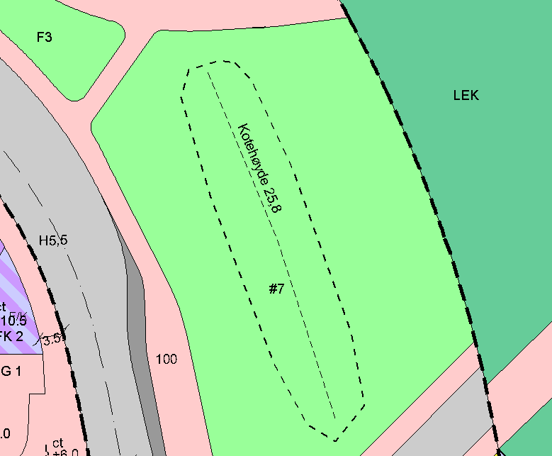 1.5.16 Regulert høyde På (detaljerte) plankart kan man merke av høydebestemmelser for bygninger, stigning på veg, terreng og byggedybde under grunnen.