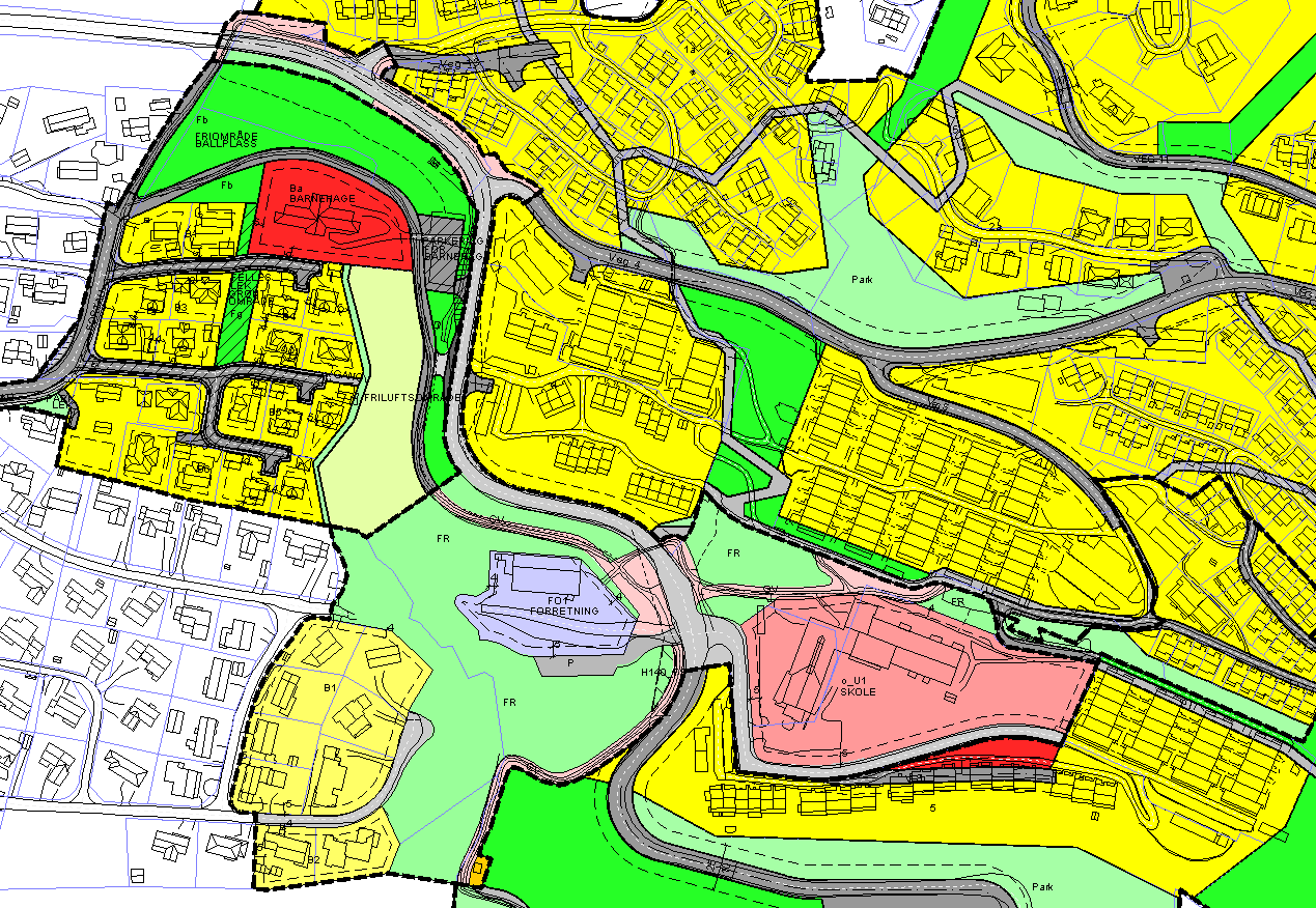 Figur 1-39: Den samme planen lagt inn i en forvaltningsbase med reguleringsplaner etter eldre lovverk.