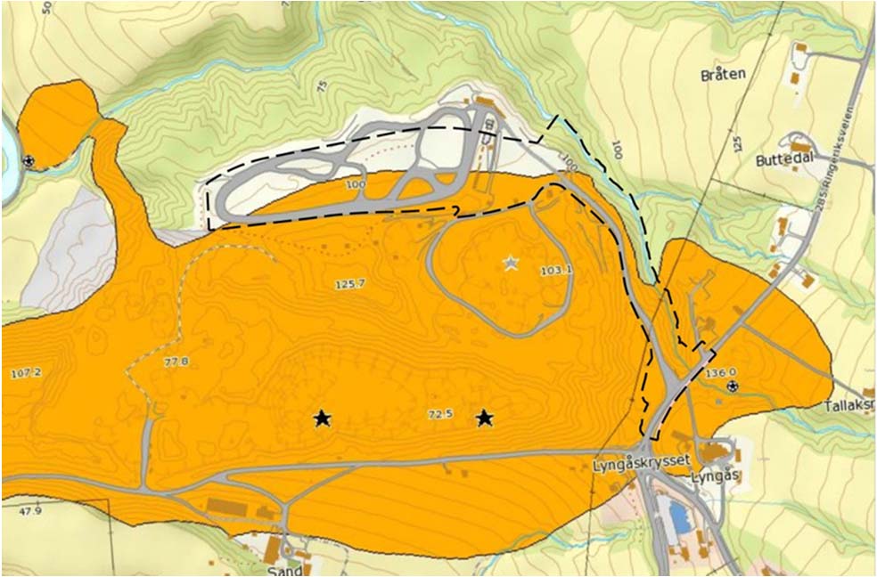 Planbeskrivelse for detaljregulering for del av Lyngås grustak - gjenvinningsstasjon 14 3.6 Grusressurs Lyngås grustak er registrert som en nasjonalt viktig grusressurs.