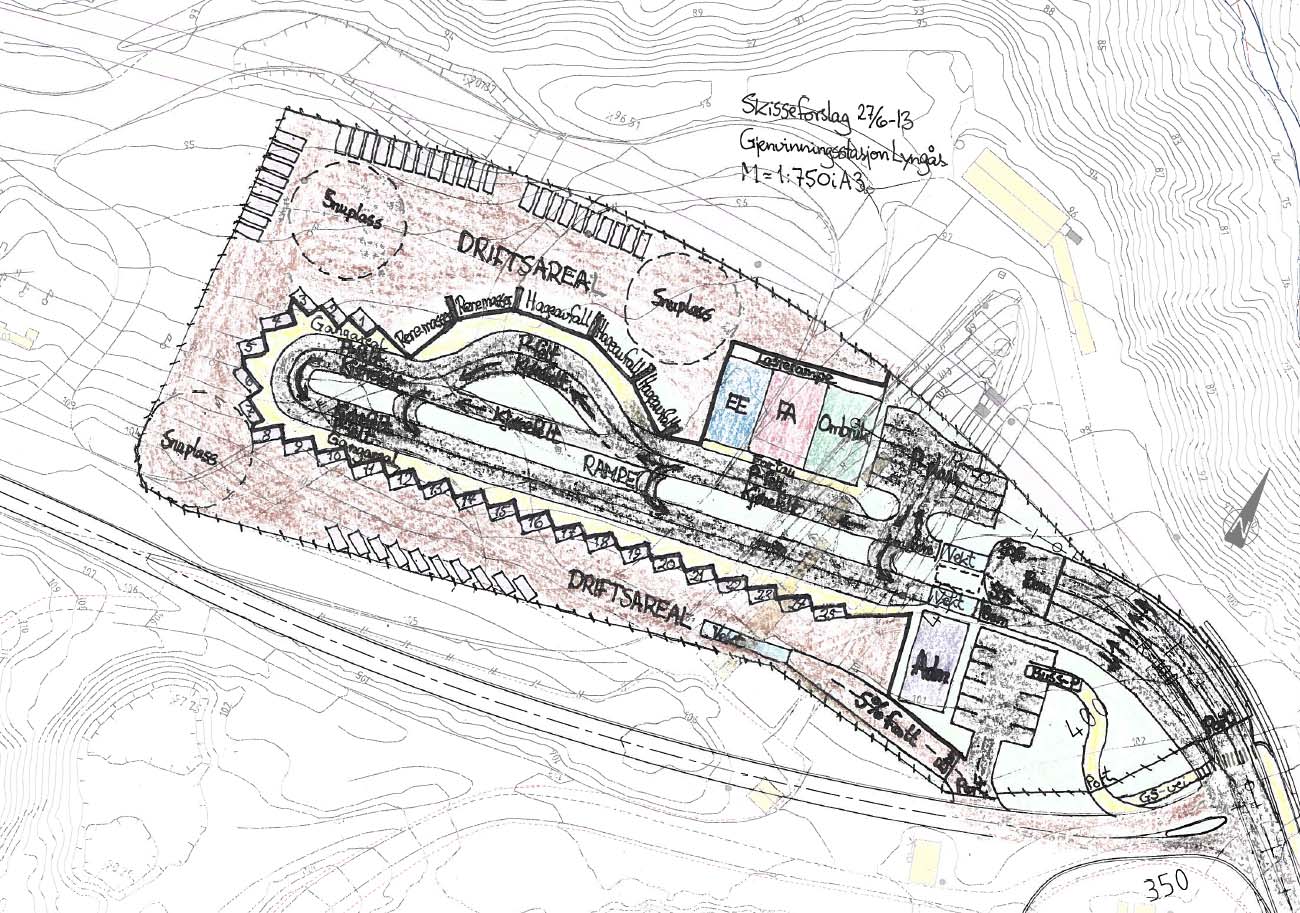 Planbeskrivelse for detaljregulering for del av Lyngås grustak - gjenvinningsstasjon 32 Pendlerparkering o_p1 Arealet er avsatt til parkering for pendlere.