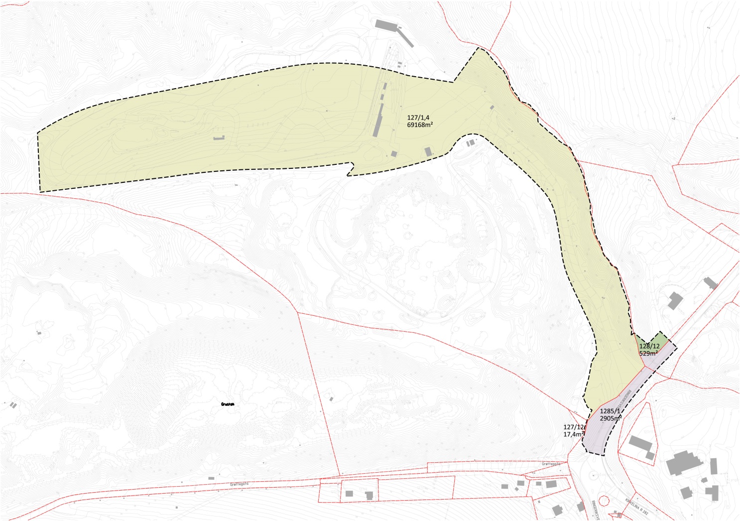 Planbeskrivelse for detaljregulering for del av Lyngås grustak - gjenvinningsstasjon 6 Figur 1. Eiendomsforhold innenfor forslag til plan 2.