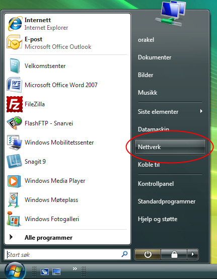 Hvordan koble til studentbynettet med Windows Vista (SP1)?