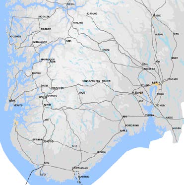 5.3 Tveiten knutepunkt på Østlandet Tveiten ligger sentralt på Østlandet. Mellom Tveiten og Rød er det i dag en 300 kv ledning som går parallelt med 420 kv ledningen Rød-Hasle.