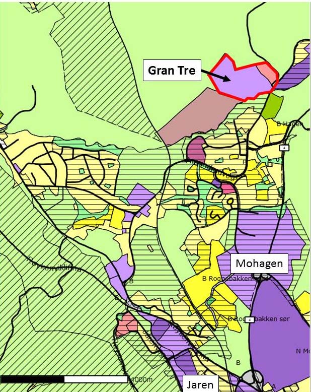 Utsnitt Kommuneplanens arealdel Oversiktskart Planområdet er på ca. 122 dekar og ligger i Moen nordvest for fylkesveg 54, Amundrudvegen.