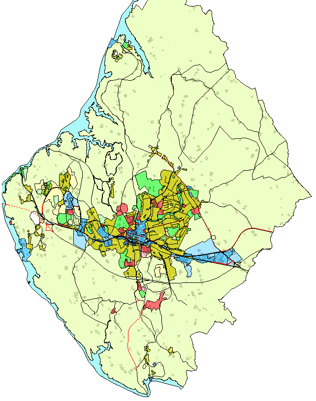 En rasjonell og effektiv arealbruksstruktur, boligbebyggelsen er samlet i ett tettsted som består av to delområder (det sentrale tettstedet og Ihlen-Rom-Tovengen).