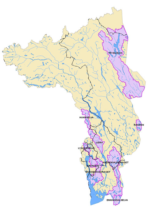 2 Besivelse av vannområdene De fire vannområdene Vansjø-Hobølvassdraget (Morsa), Haldenvassdraget, Bunnefjorden med Årungen og Gjersjøvassdraget (PURA) og Leira ble valgt ut for denne undersøkelsen.