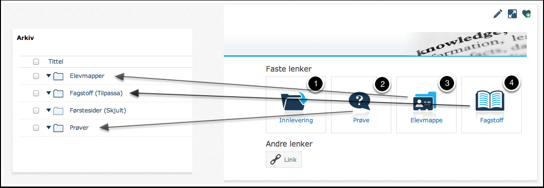 Førsteside - A Dette er den enkleste varianten av malen. Mange lærere kan i denne variante arbeide på samme måte som tidligere, samtidig som at navigasjon og visuell presentasjon er forbedret.