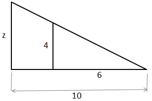 Vinkel F er felles for begge trekantene. Altså er de formlike.