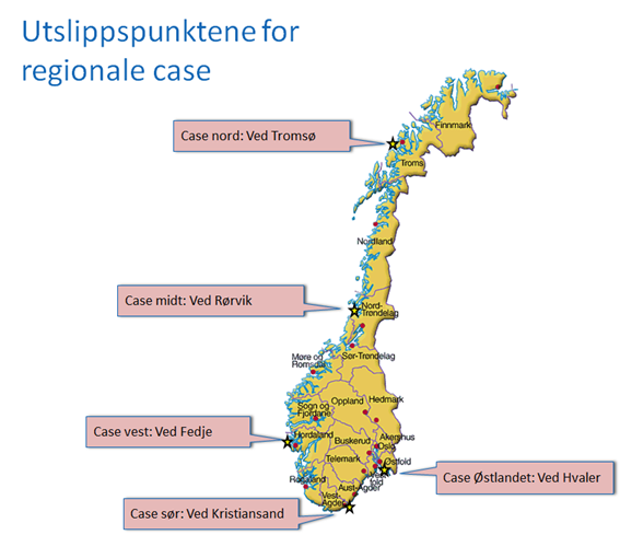 Figur A Utslippspunkter i hovedundersøkelsen Mer om arbeidet i Fase 1 av hovedundersøkelsen Det har vært tre løp som har ledet fram til