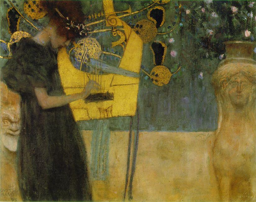 Menneskesyn - hva, hvordan og hvorfor? 0850 Bilde 1 Gustav Klimt: Musikk, 1900 0900 Demp lyset. Spill Antonín Dvorak : Davids 23. salme, Bibelske sanger, Opus 99, nr. 4, 1894.