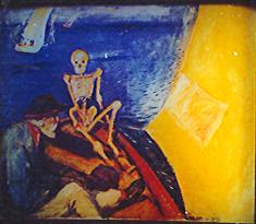 4 Bilde 3 Edvard Munch: Døden ved roret, 1893. Vi skal høre en liten vise av Odd Børretzen. Oppfatter han livet på samme måte som Munch?
