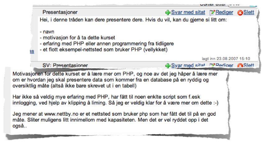 Modul 1: Pedagogisk bruk av LMS side 13 av 22 med på diskusjonene og lærer mye av disse.