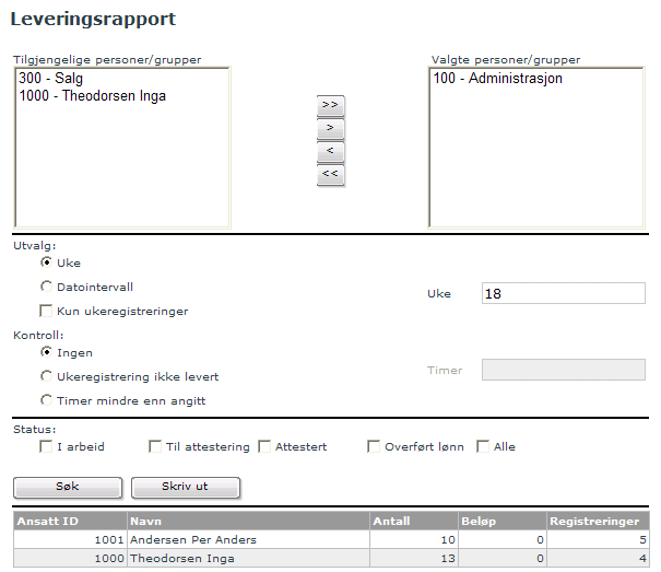 For attestansvarlig å høyreklikke i tabellen og merke av feltene som skal vises.