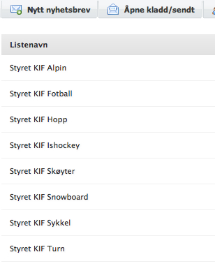 Et eksempel her kan være at KIF Sykkel ønsker en nyhetliste for en undergruppe: Ungdom 13-16. 3.7.
