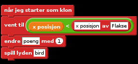 5. Legg til dette skriptet: Test prosjektet ditt Klikk det grønne flagget: scorer