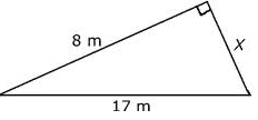 Eksempel Her skal vi finne den ukjente kateten på figuren til høyre. Ikke la deg forvirre av at trekanten er snudd på figuren! Vi kaller lengden av den ukjente kateten for x og bruker Pytagoras.