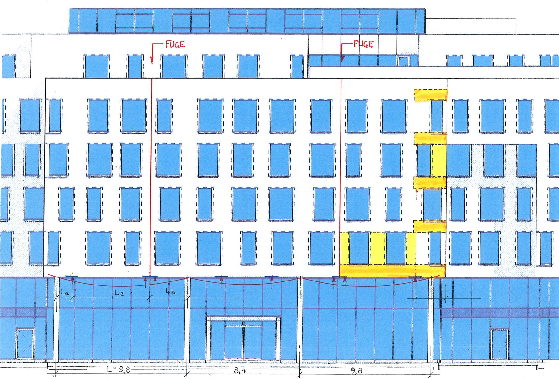 Norsk Murdag 2015 - Monier-bygget. Svevende teglforblending på elastisk opplegg Side 7 av 17 Konstruksjonssystem Alt. III: a) - c): Som Alt.