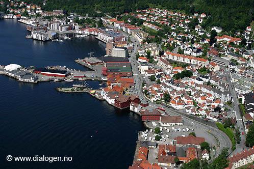På toppen ligger den lille festningsparken. Nede i sørvest ligger Verftet. Kaien her er Bergens beste og mest populære badeplass.
