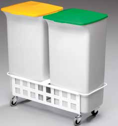 Praktisk kildesorteringsløsning Løsning for to typer avfall, 2 x 40L. Beholder og lokk i hardplast.