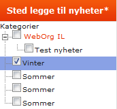 Nyheter og innhold Legg til nyhet Fra hovedmenyen velg Nye nyheter eller velg Nyheter/innhold-Legg til nyheter fra toppmenyen.