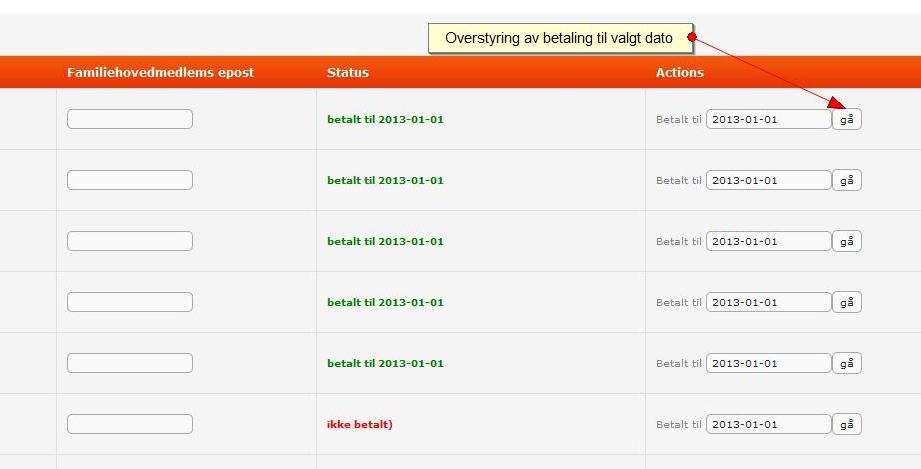 Listen som dukker opp ser lik ut til den du finner under hovedfanen Medlemmer -> Medlemmer -> Medlemsliste.