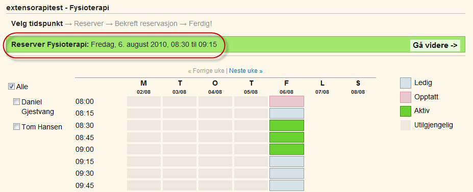 11.2 MakePlans Vi er nå over på selve online delen av Extensor online booking, den delen som pasientene selv tar seg av via Internett.