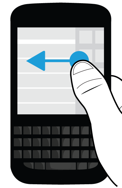 Oppsett og grunnleggende funksjoner Hvis du vil bytte mellom BlackBerry Hub og programmene dine, skyver du fingeren mot venstre eller høyre.