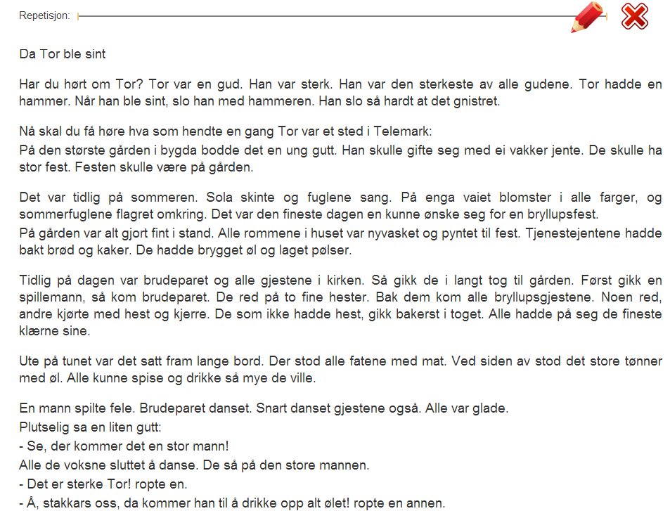 For å starte testen trykkes det på start-knappen. Det telles ned fra 3 og testen starter. Det er viktig at eleven begynner å lese med en gang testen kommer tilsyne.