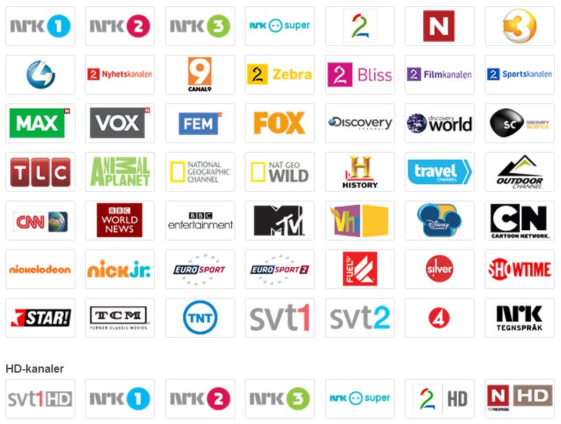 TV Grunnpakker Grunnpakke MINI 11 kanaler fra NRK og TV2