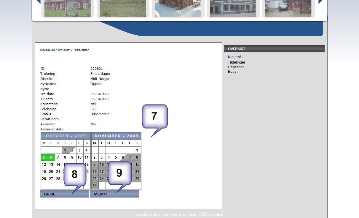 *Tildelinger utvid tildeling 7. Kalender Kalender for å velge ny gjeldende periode for valgt tildeling.