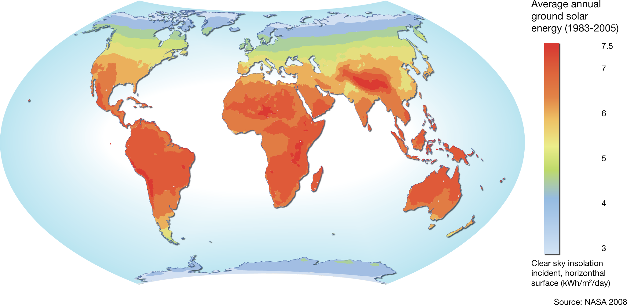 Solen - Energi ferdig distribuert over hele kloden Solinnstråling på jorda Verdens