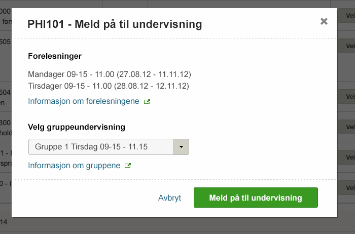 Melding til undervisning For