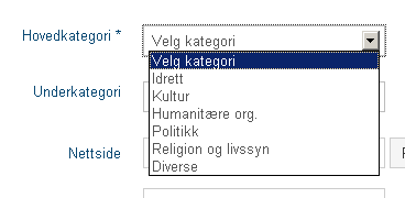 Det nye bildet som dukker opp inneholder felter som du skal fylle ut om ditt lag eller forening Alle felter med * foran MÅ fylles ut Fyll inn adresse til lag/foreningshuset f.