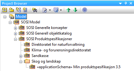 Har applikasjonsskjemapakken blitt sjekket inn riktig vil det være nøkkelsymbolet pakkenavnet.