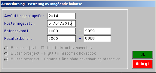 2. Fjern historikk: For å unngå at databasene blir for store er det lagt inn en mulighet til å saldere (fjerne) historikk eldre enn et valgt år.