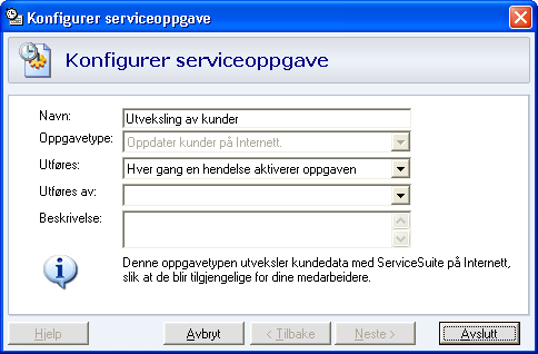 KONFIGURASJON AV MAMUT SERVICESUITE MOBIL 5. Klikk deretter på System - Service for å vise skjermen Service innstillinger. 6.