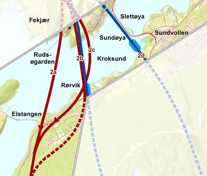 Sundøya, veg over Rørvik En fellesløsning: 2b: Parallelle