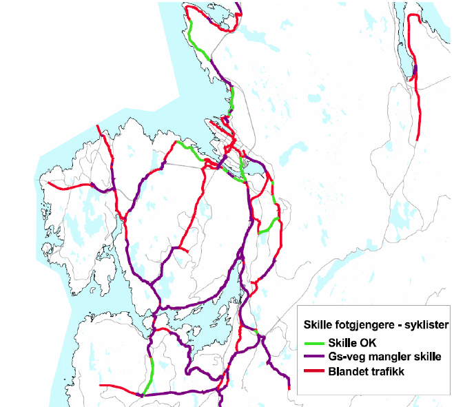 Skille gående og syklende Reisevaneundersøkelsen i Bergen 2008 Gangtrafikken 22% av alle reiser Sykkelandel på 3,8%.