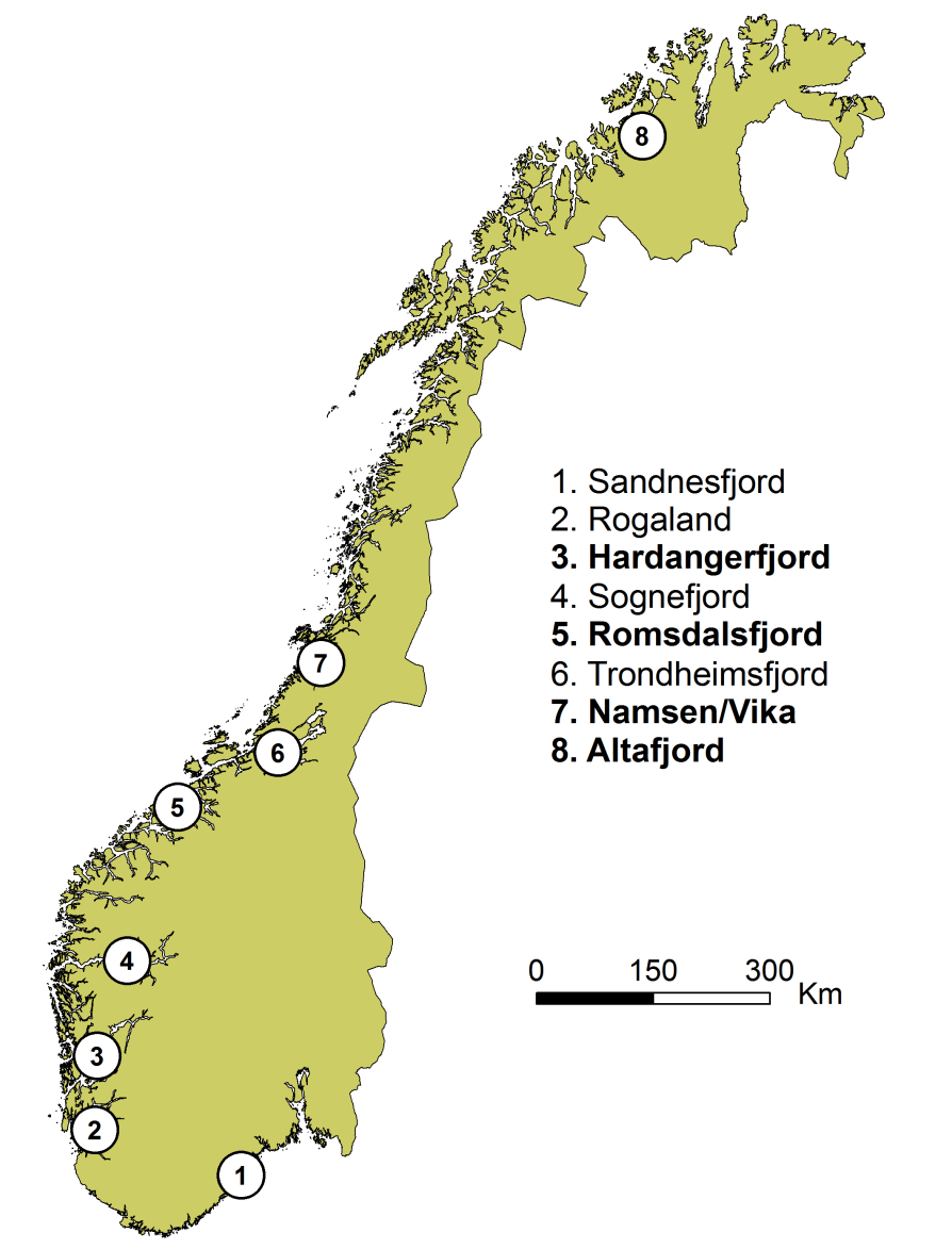 passerer. Stasjonen Agdenes, som ligger rett ved det smale utløpet av fjorden, representerer alle bestandene i Trondheimsfjorden.