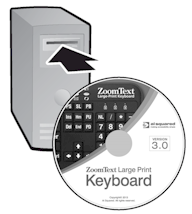 4 Installering av programvaren Før du kobler ZoomText tastaturet til systemet ditt, må ZoomText Forstørrer eller Forstørrer / Leser (versjon 9,03 eller senere), og ZoomText tastaturet programvare